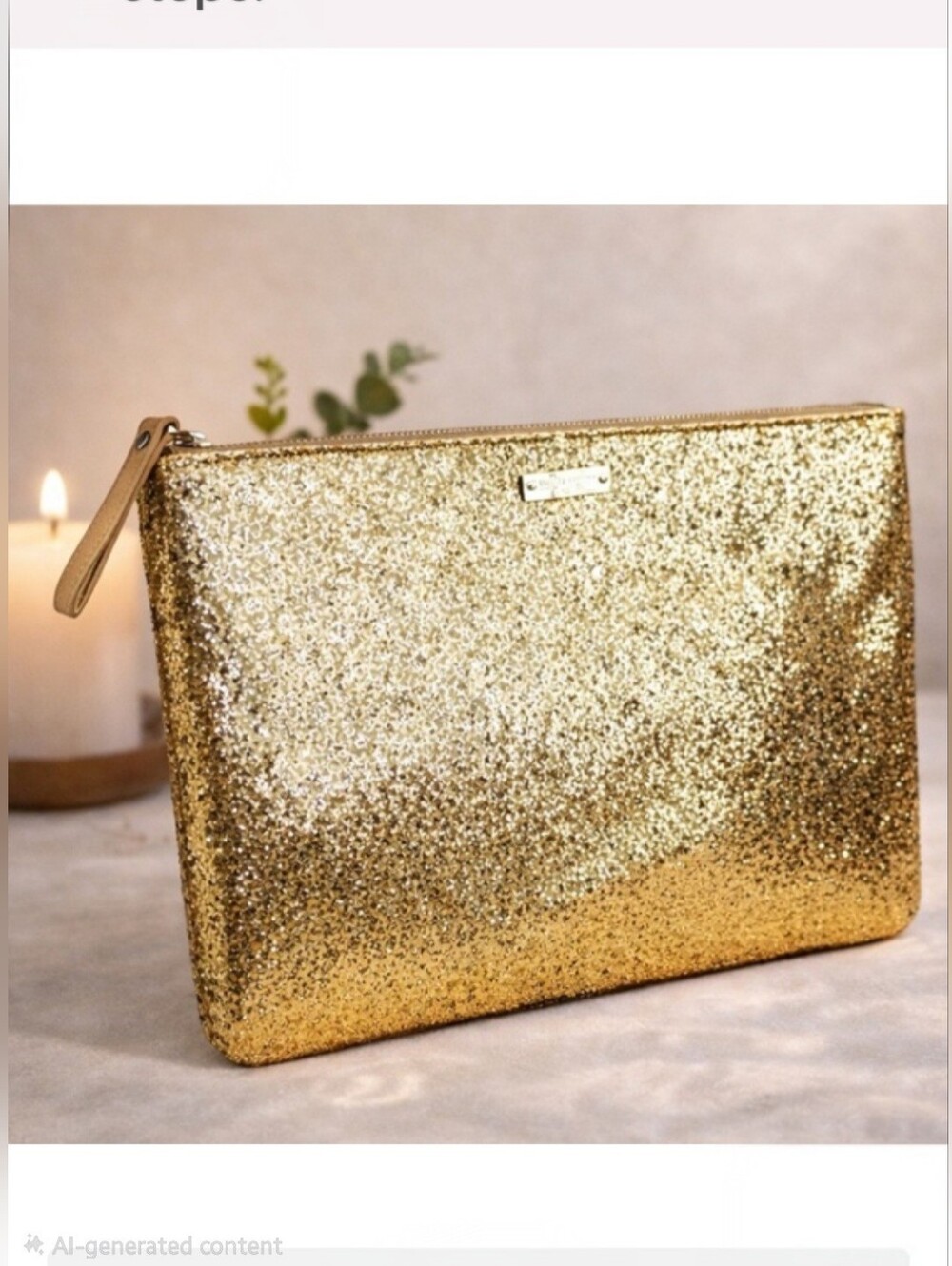 Kate Spade, Gold Glitter, Story Book, Wristlet/Clutch, Like New